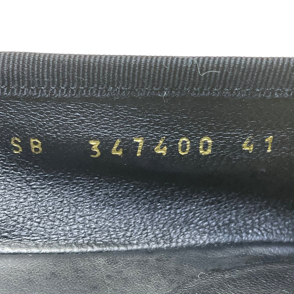 Saint Laurent Womens Black Leather With Bow Detail Ballet Flats Size 10