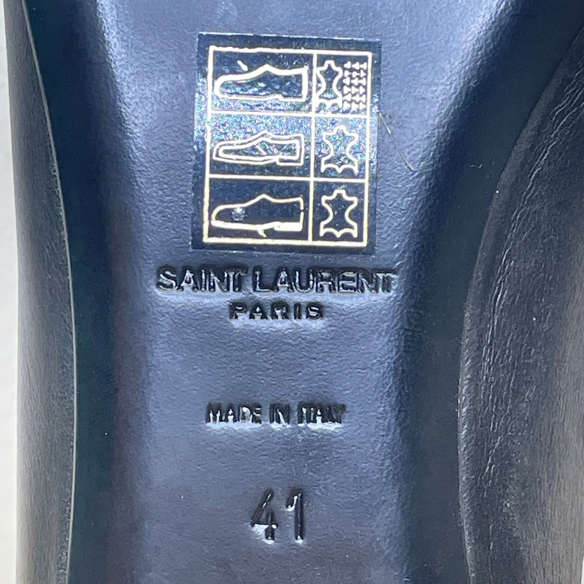 Saint Laurent Womens Black Leather With Bow Detail Ballet Flats Size 10