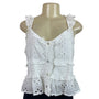 Pinch White Embroidered Eyelet Ruffle Tank Top Size L - New