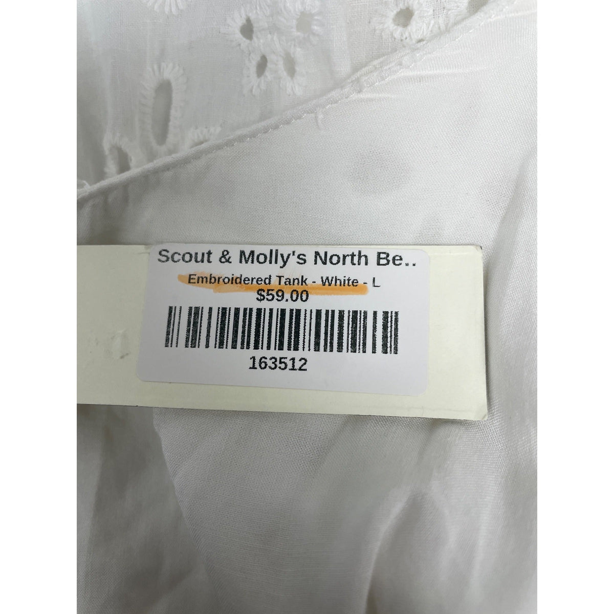 Pinch White Embroidered Eyelet Ruffle Tank Top Size L - New