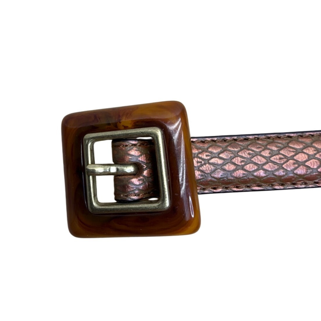 Fossil Womens Brown Genuine Leather Belt With Buckle Gold Accents Size M