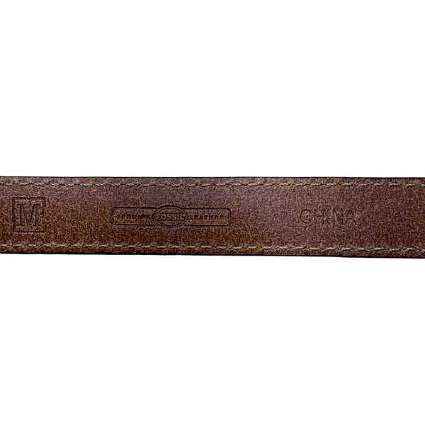 Fossil Womens Brown Genuine Leather Belt With Buckle Gold Accents Size M