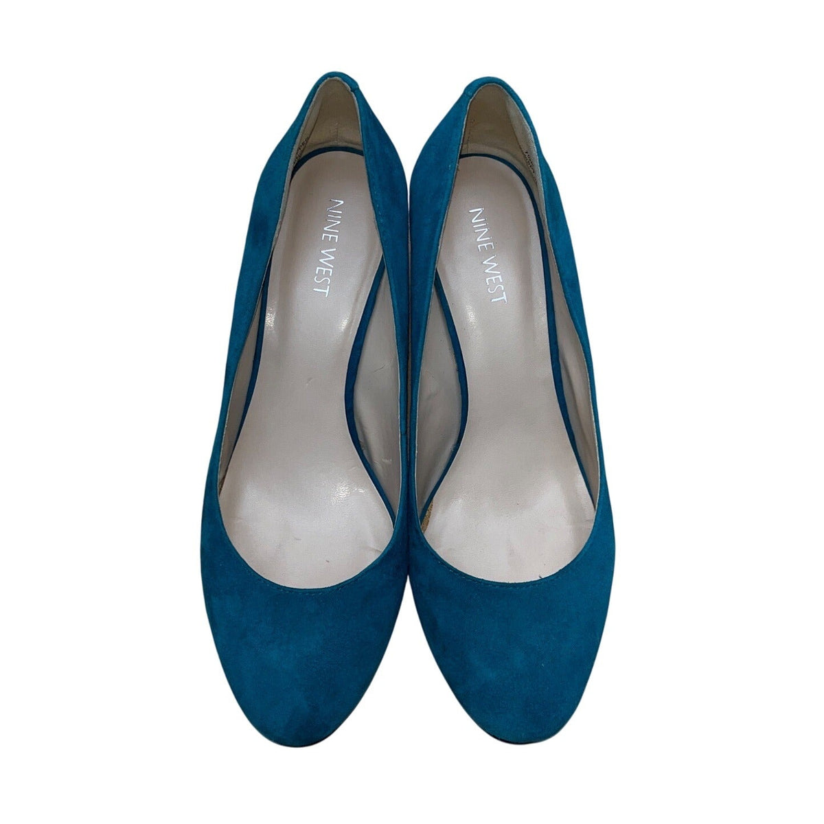 Nine West Women's Teal Suede Leather Closed-Toe Wedge Nwispy Heels Shoes Sz 7.5M