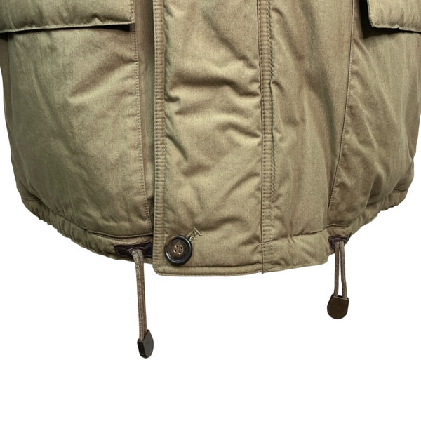 London Fog Olive Green Nordic Faux Fur Button Details Hooded Winter Coat Sz M - New