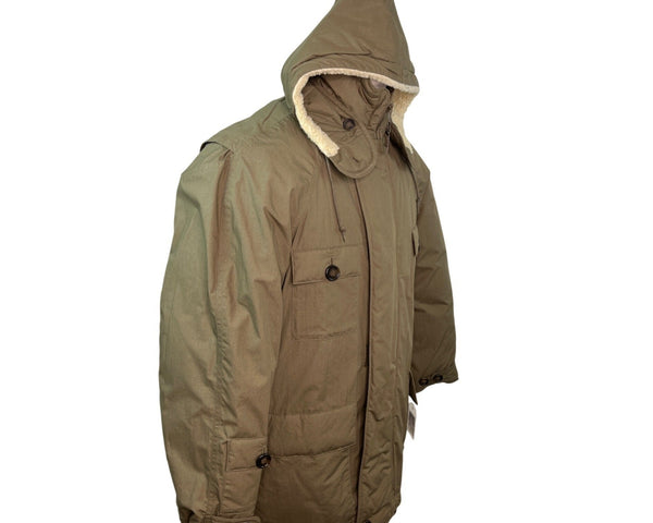 London Fog Olive Green Nordic Faux Fur Button Details Hooded Winter Coat Sz M - New