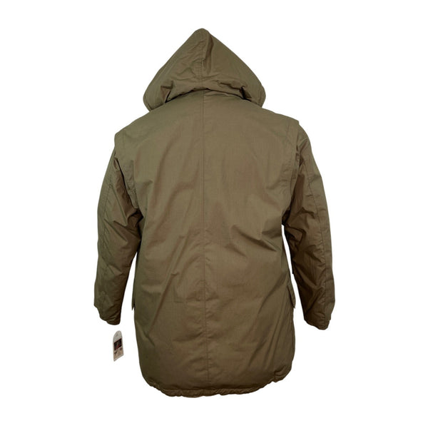 London Fog Olive Green Nordic Faux Fur Button Details Hooded Winter Coat Sz M - New