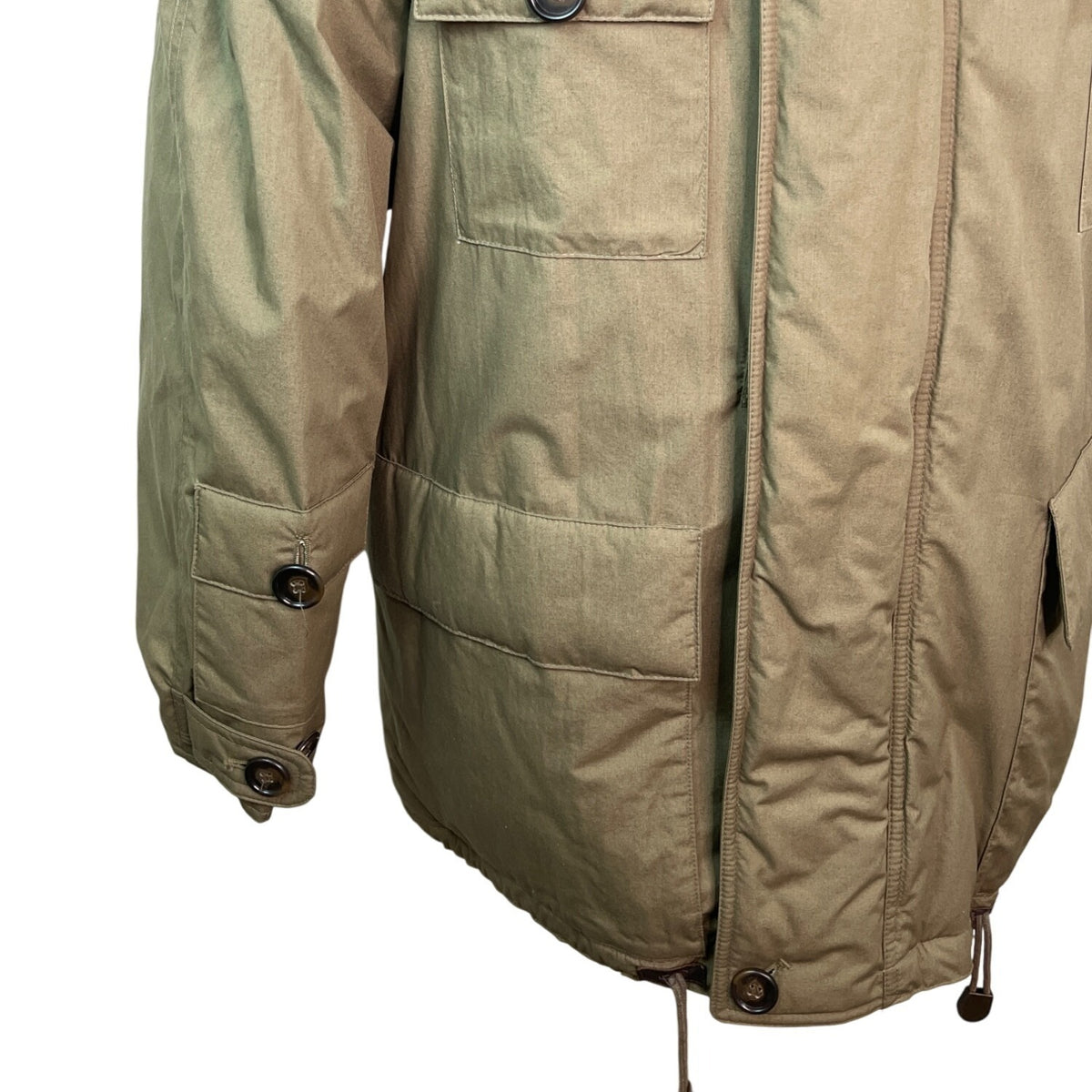 London Fog Olive Green Nordic Faux Fur Button Details Hooded Winter Coat Sz M - New