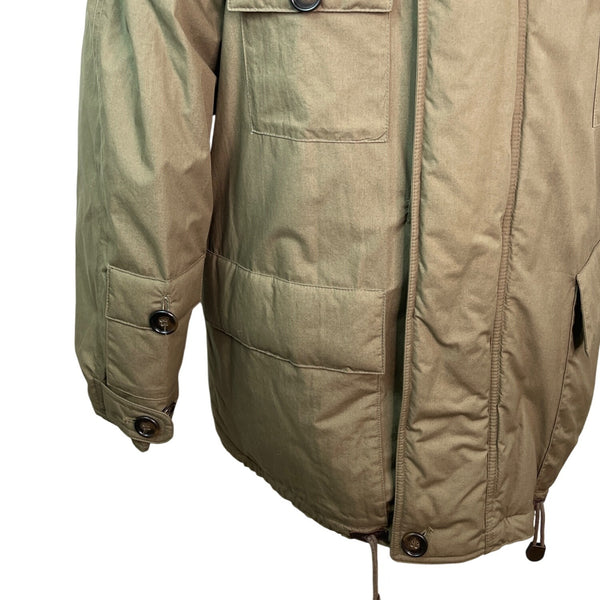 London Fog Olive Green Nordic Faux Fur Button Details Hooded Winter Coat Sz M - New