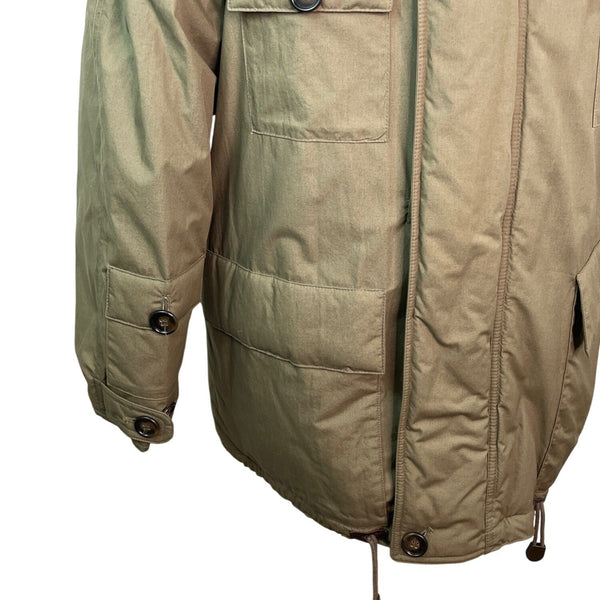 London Fog Olive Green Nordic Faux Fur Button Details Hooded Winter Coat Sz M - New