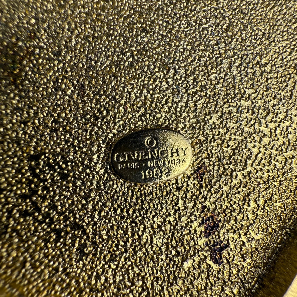 Givenchy Gold Tone Red Enamel Crystal Pendant Necklace 1982 Art Deco Vintage