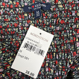 One Clothing Floral Smocked Peplum Top Black Multicolor Size M- New
