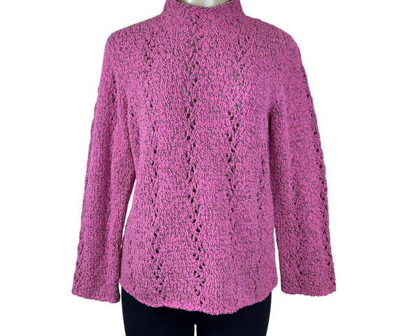Sigrid Olsen Women’s Pink Textured Knit Pullover Sweater Size M - New