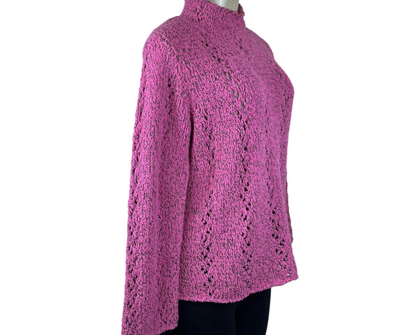 Sigrid Olsen Women’s Pink Textured Knit Pullover Sweater Size M - New