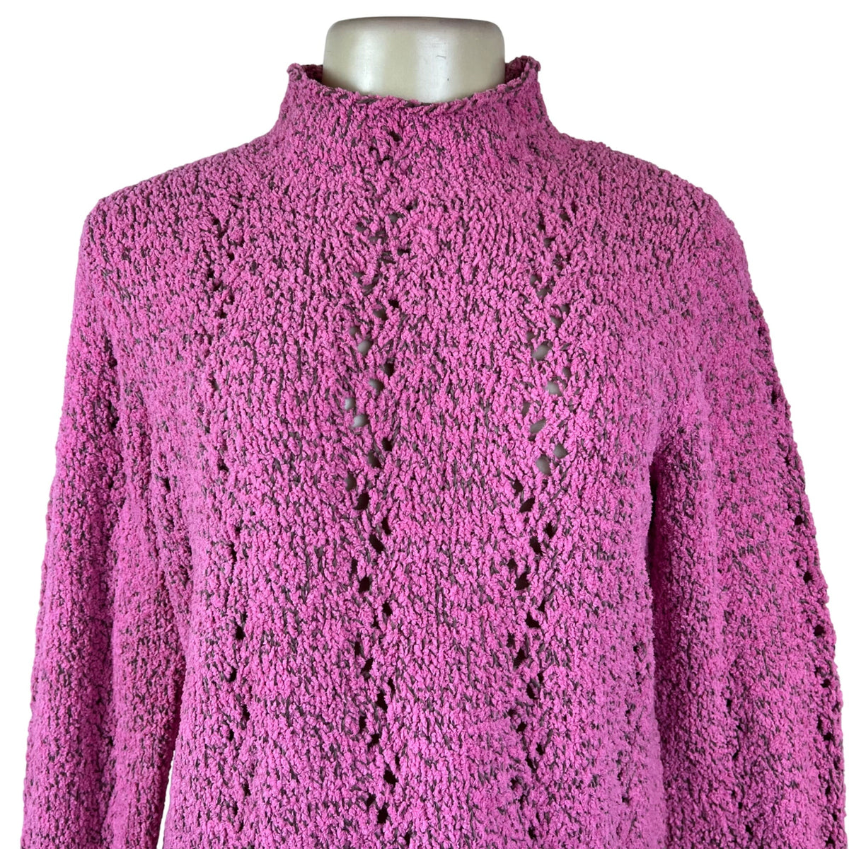 Sigrid Olsen Women’s Pink Textured Knit Pullover Sweater Size M - New