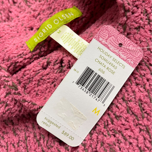 Sigrid Olsen Women’s Pink Textured Knit Pullover Sweater Size M - New