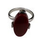 Sarah Coventry Red Oval Stone Silver Tone Ring Mid-Century Jewelry Size 5