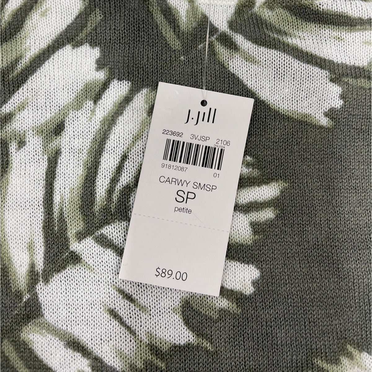 J. Jill Women's Linen Blend Palm Leaf Print Long Sleeve Sweater Sz S - NWT