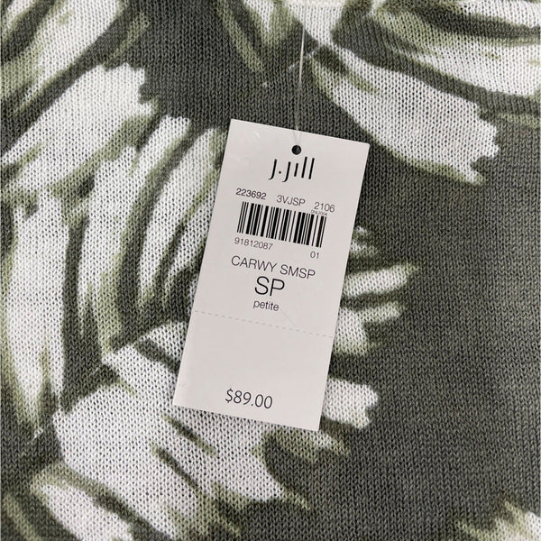 J. Jill Women's Linen Blend Palm Leaf Print Long Sleeve Sweater Sz S - NWT