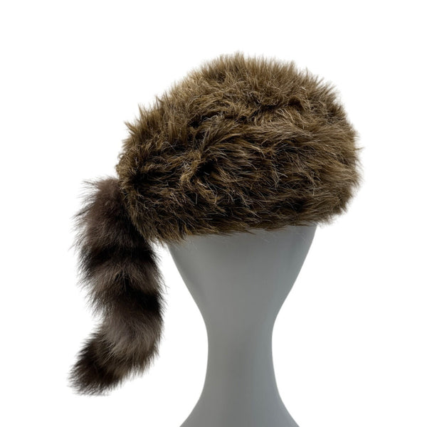 Vintage Unbranded Women's Brown Raccoon Fur Coontail Hat