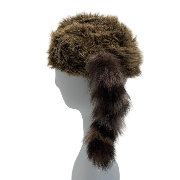 Vintage Unbranded Women's Brown Raccoon Fur Coontail Hat