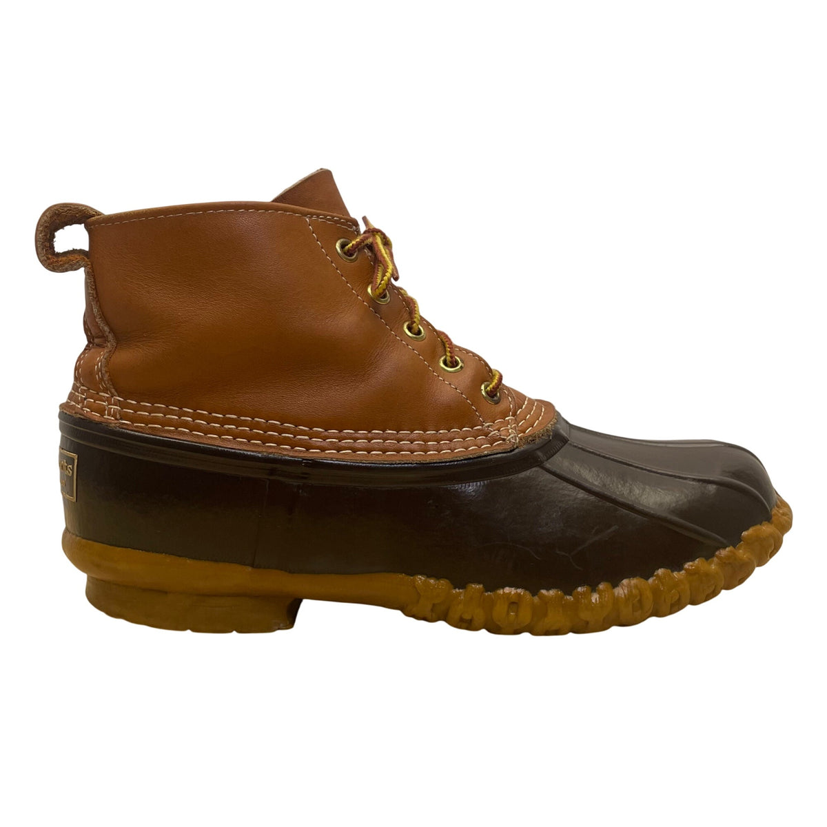 L.L. Bean Mens Brown Rubber Lace-Up Water Resistant Leather Duck Boots Size 8