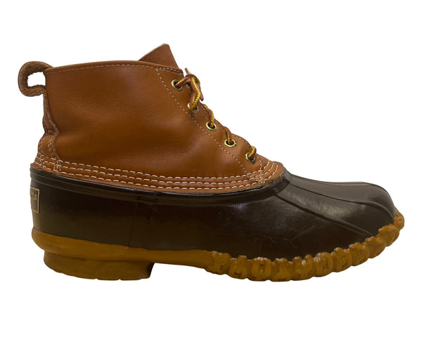 L.L. Bean Mens Brown Rubber Lace-Up Water Resistant Leather Duck Boots Size 8