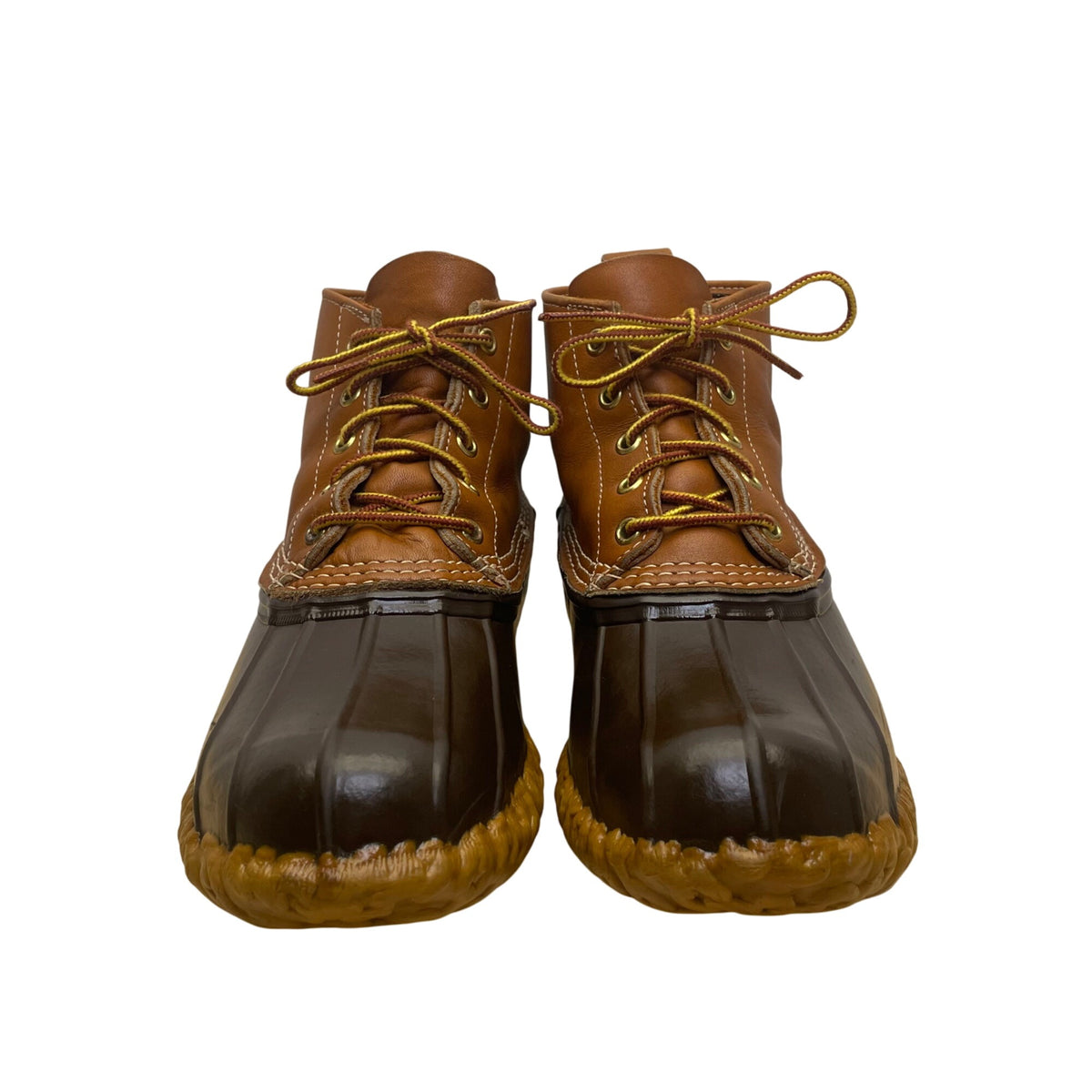 L.L. Bean Mens Brown Rubber Lace-Up Water Resistant Leather Duck Boots Size 8