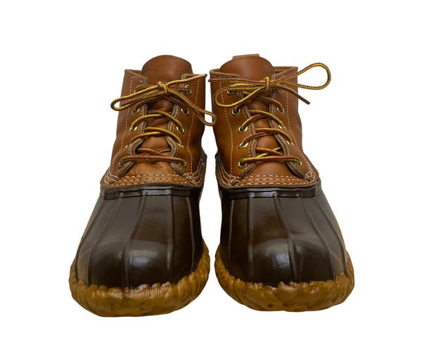 L.L. Bean Mens Brown Rubber Lace-Up Water Resistant Leather Duck Boots Size 8