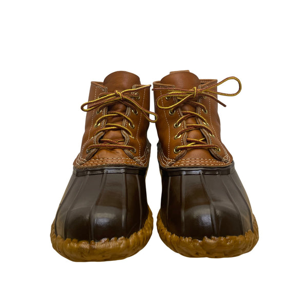 L.L. Bean Mens Brown Rubber Lace-Up Water Resistant Leather Duck Boots Size 8