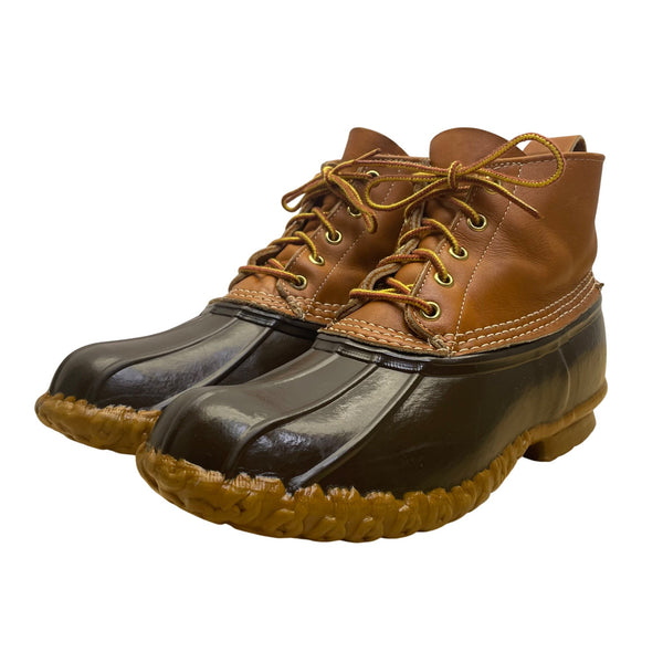 L.L. Bean Mens Brown Rubber Lace-Up Water Resistant Leather Duck Boots Size 8