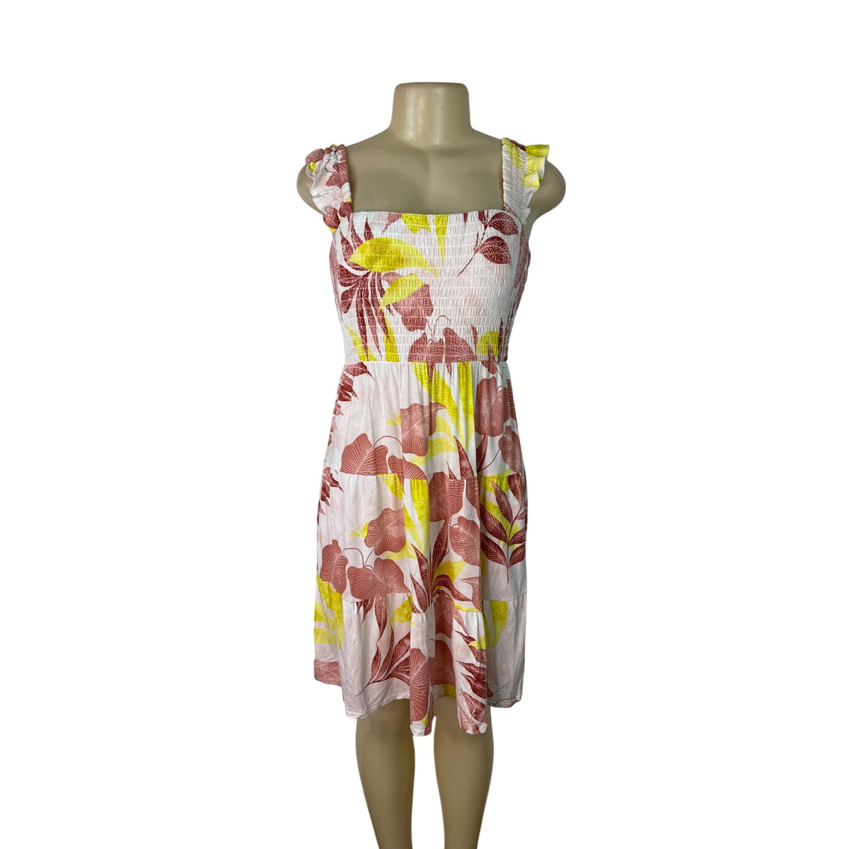 Floral Smocked Sleeveless Sundress With Ruffle Straps Soma Size S - New