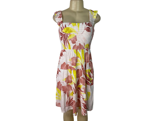 Floral Smocked Sleeveless Sundress With Ruffle Straps Soma Size S - New