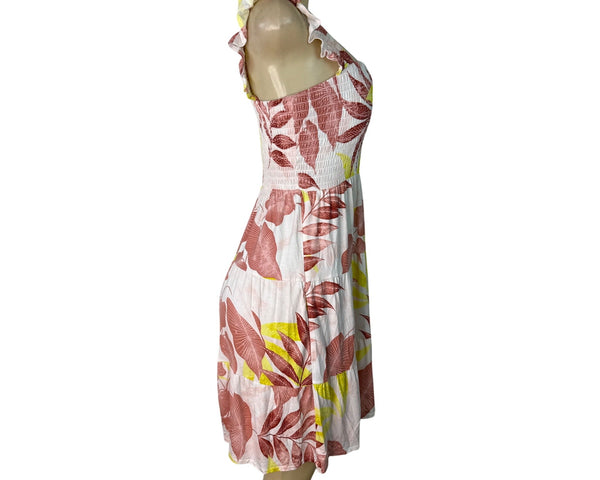 Floral Smocked Sleeveless Sundress With Ruffle Straps Soma Size S - New