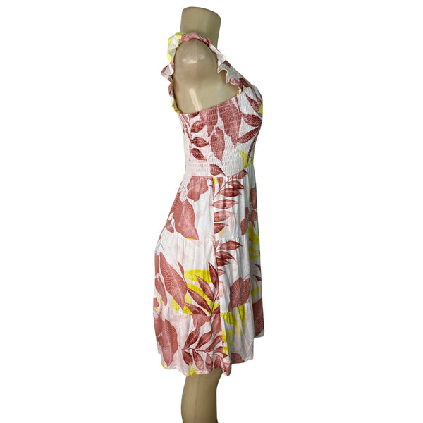 Floral Smocked Sleeveless Sundress With Ruffle Straps Soma Size S - New