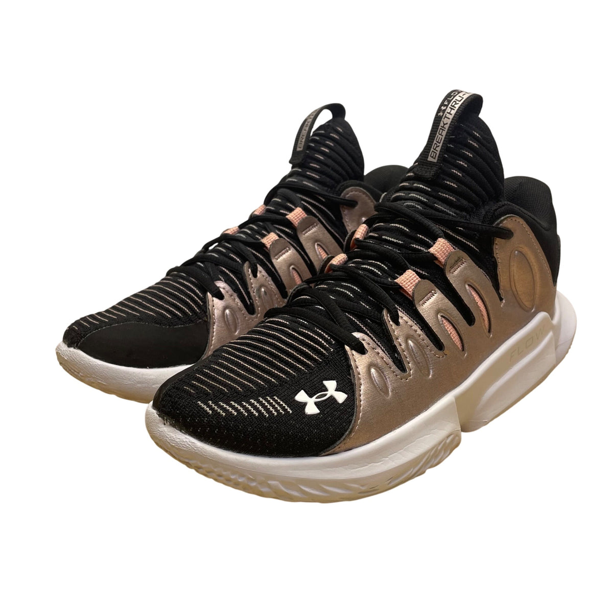 Under Armour Women’s Black & Rose Gold Flow Breakthru 4 Basketball Shoes Sz 8.5