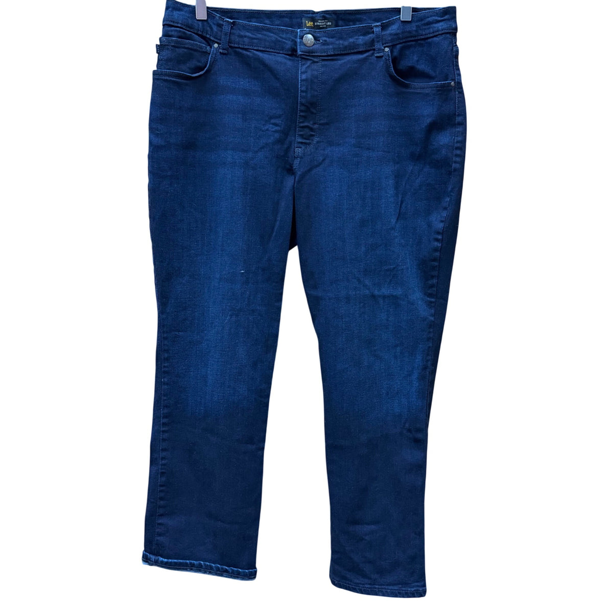 Lee Womens Blue Denim Jeans Relaxed Fit Mid Rise Straight Leg Style Size 18