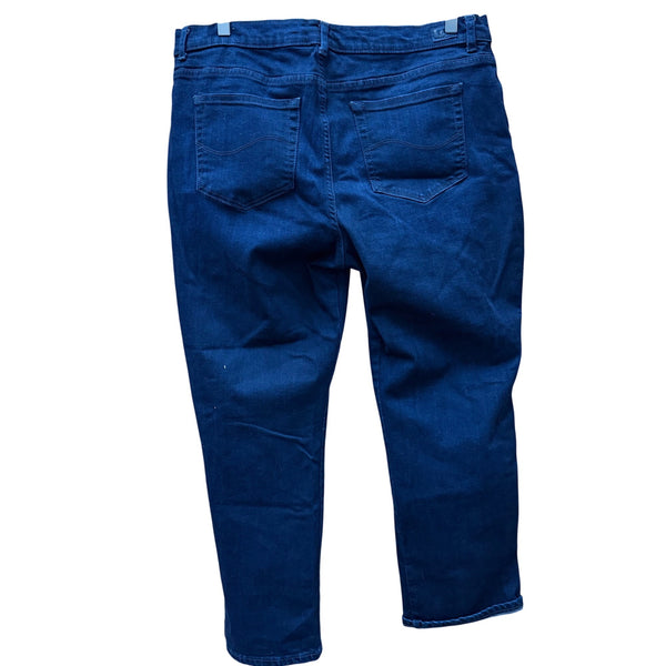 Lee Womens Blue Denim Jeans Relaxed Fit Mid Rise Straight Leg Style Size 18
