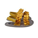 Myggpp Toddler’s Yellow Ruffle Straps Adhesive Closure Soft Sole Sandals Sz 6-12
