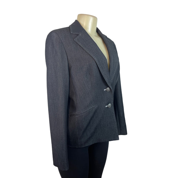 Kasper Womens Charcoal Gray Blazer Two-Button Closure Long Sleeves Sz 12 - New