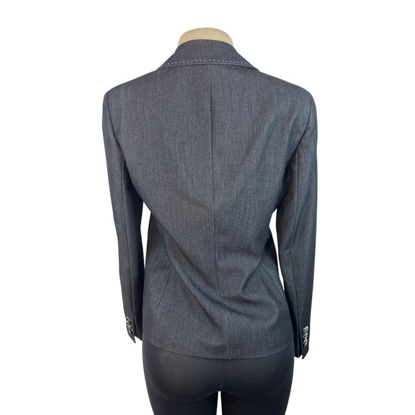 Kasper Womens Charcoal Gray Blazer Two-Button Closure Long Sleeves Sz 12 - New