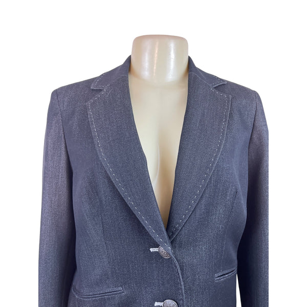 Kasper Womens Charcoal Gray Blazer Two-Button Closure Long Sleeves Sz 12 - New