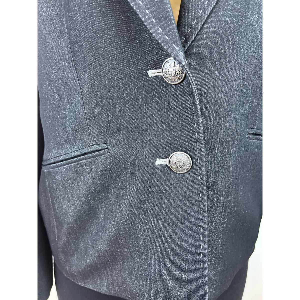 Kasper Womens Charcoal Gray Blazer Two-Button Closure Long Sleeves Sz 12 - New