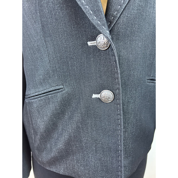 Kasper Womens Charcoal Gray Blazer Two-Button Closure Long Sleeves Sz 12 - New