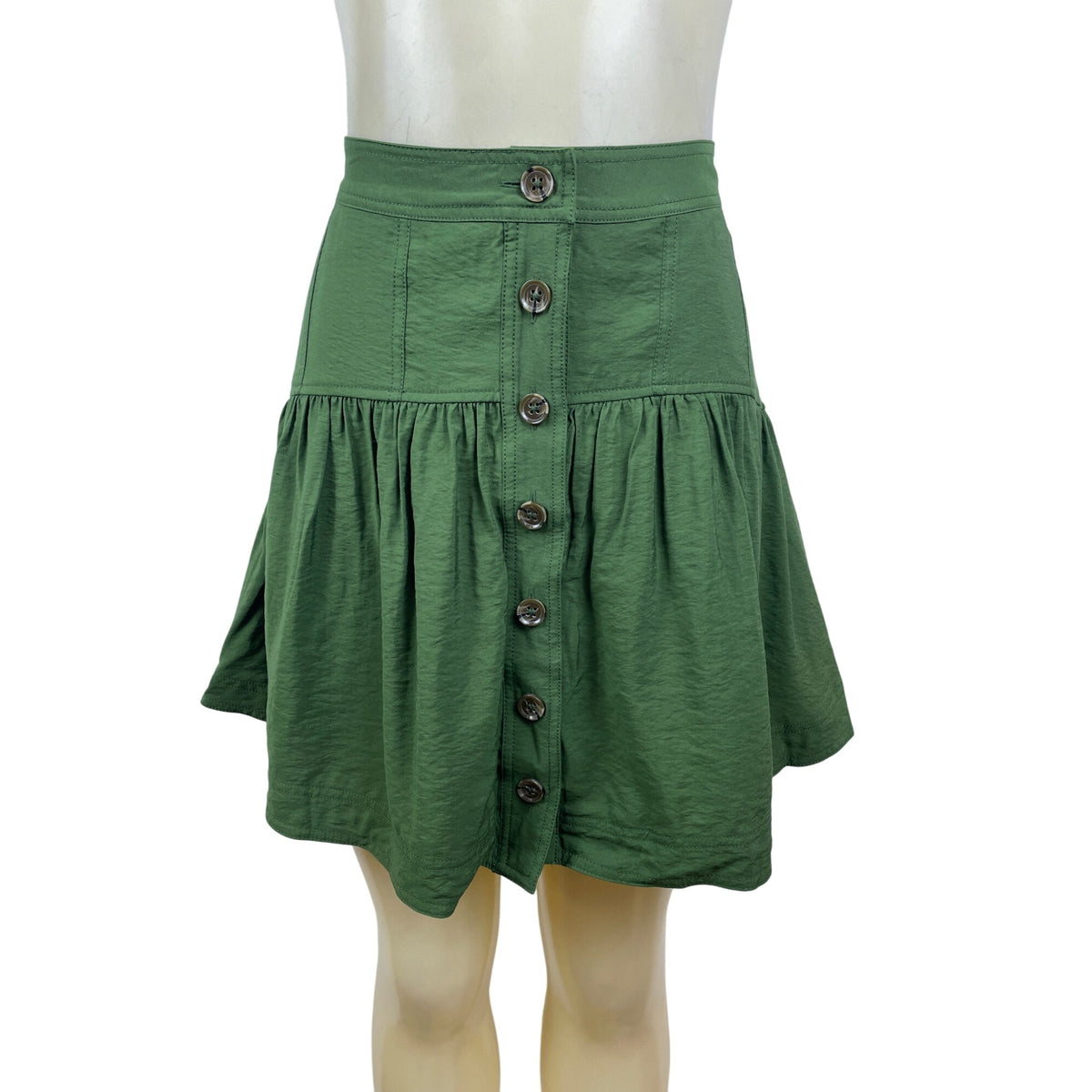 Banana Republic Women's Green Tortoise Buttoned A-Line Skirt With Sz S