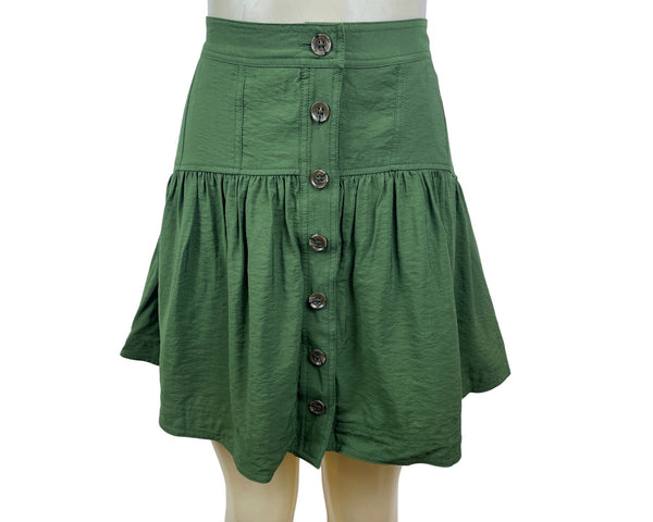 Banana Republic Women's Green Tortoise Buttoned A-Line Skirt With Sz S