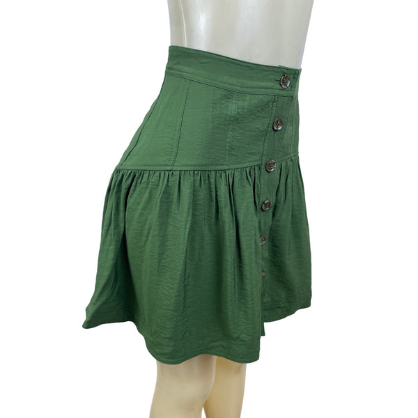 Banana Republic Women's Green Tortoise Buttoned A-Line Skirt With Sz S