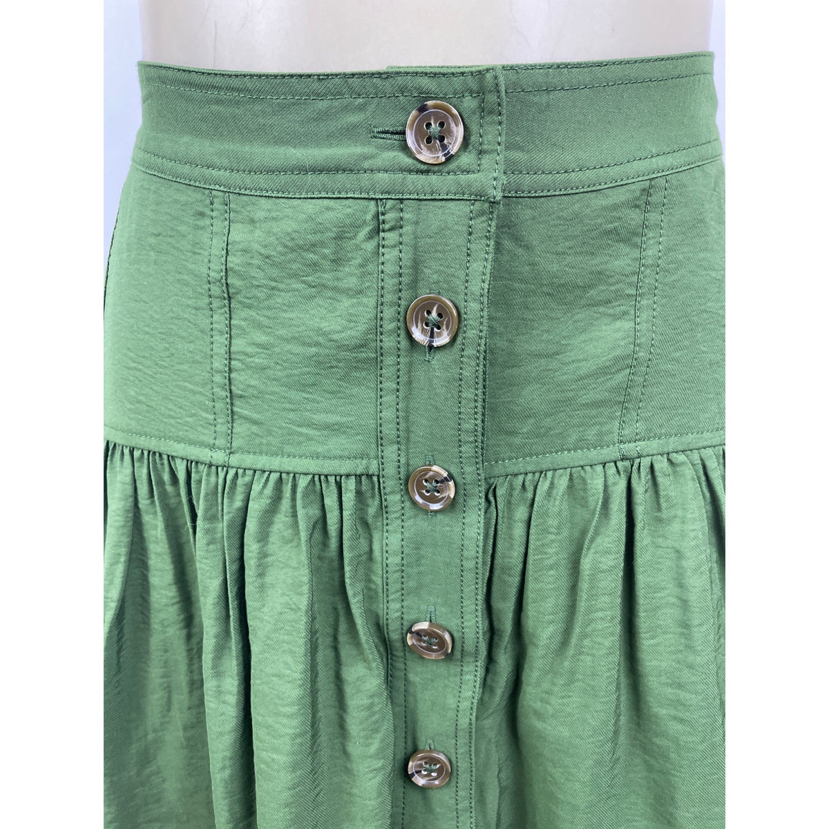 Banana Republic Women's Green Tortoise Buttoned A-Line Skirt With Sz S