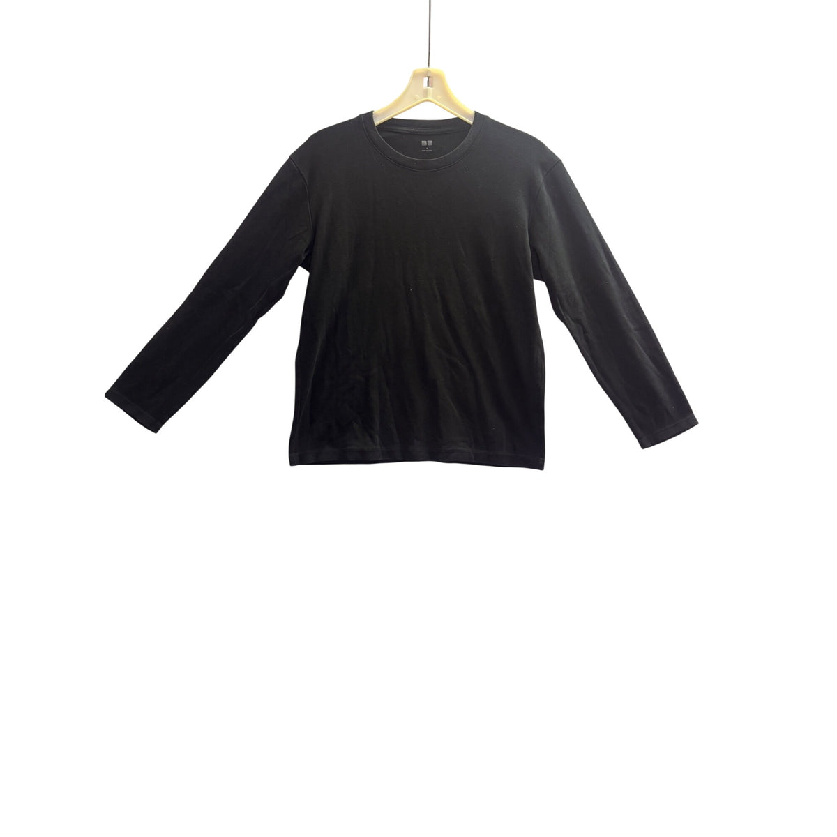 Uniqlo Mens Black Long-Sleeve Crewneck Cotton T-Shirt Size M