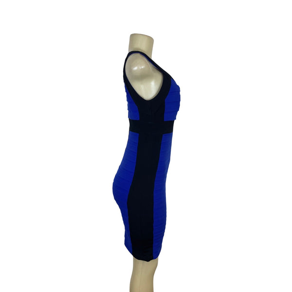 cache royal blue dress Cache Formal Dress Royal Blue Beaded Cross Back Cut Out Sides Size 6