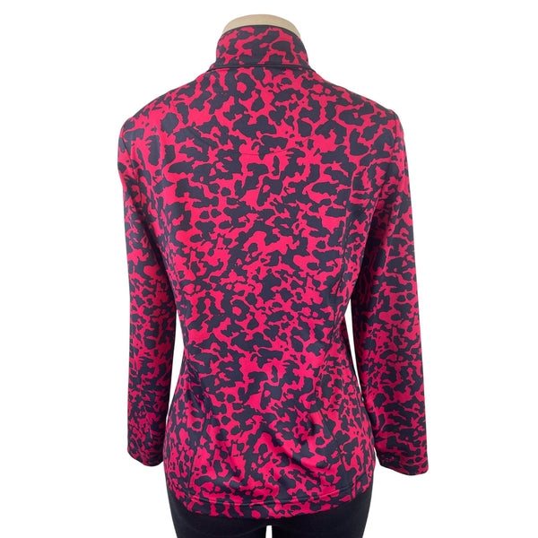 Chicos Zenergy By Chicos Red & Black Animal Print Full-Zip Jacket Womens Size 0